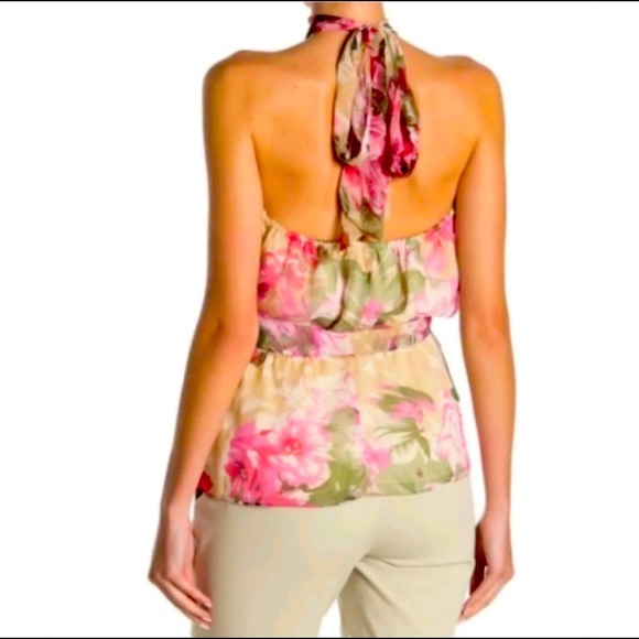 Walter Baker Cream Pink Floral Halter Top - Picture 2 of 12